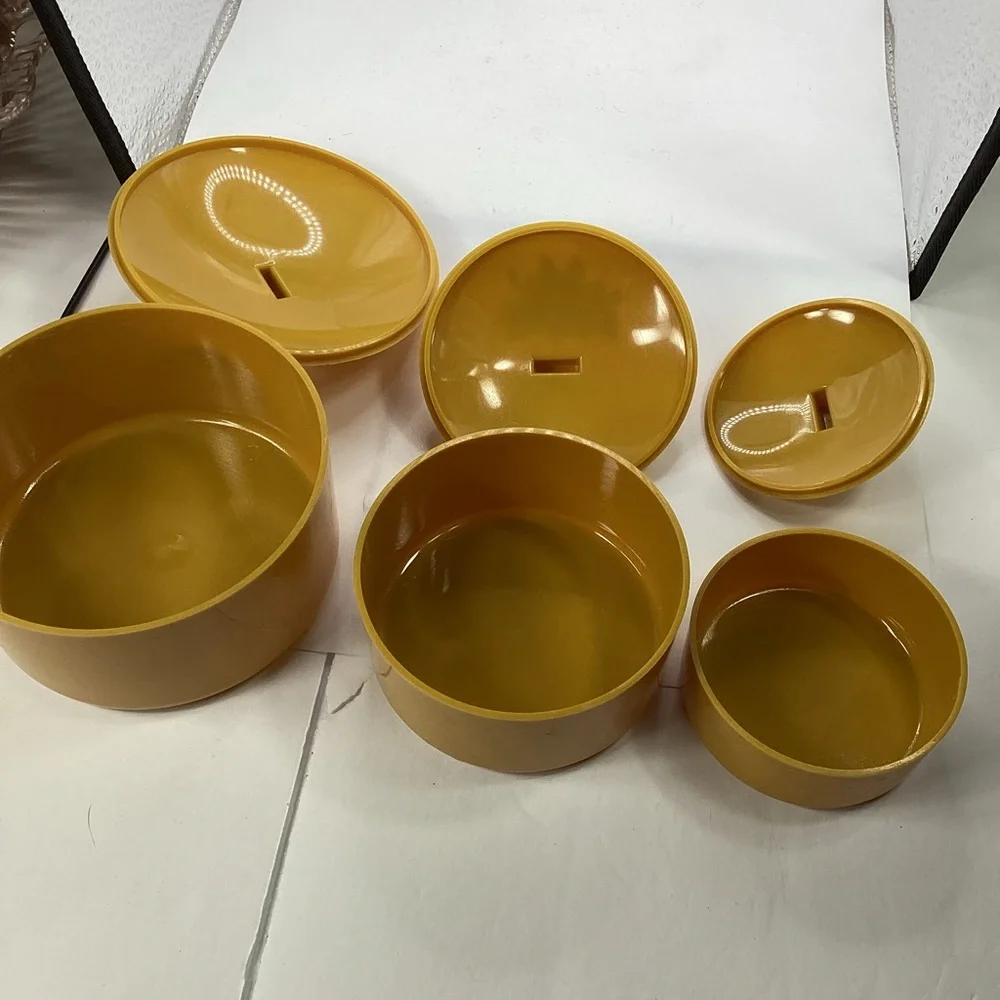 Schwarz Brothers 1970s vanity powder holders gold